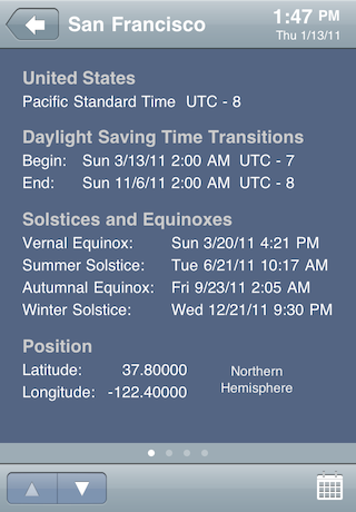 time zone info